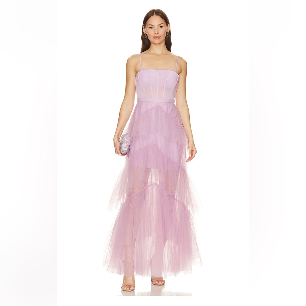 BCBGMaxAzria Strapless Lilac Tulle Dress